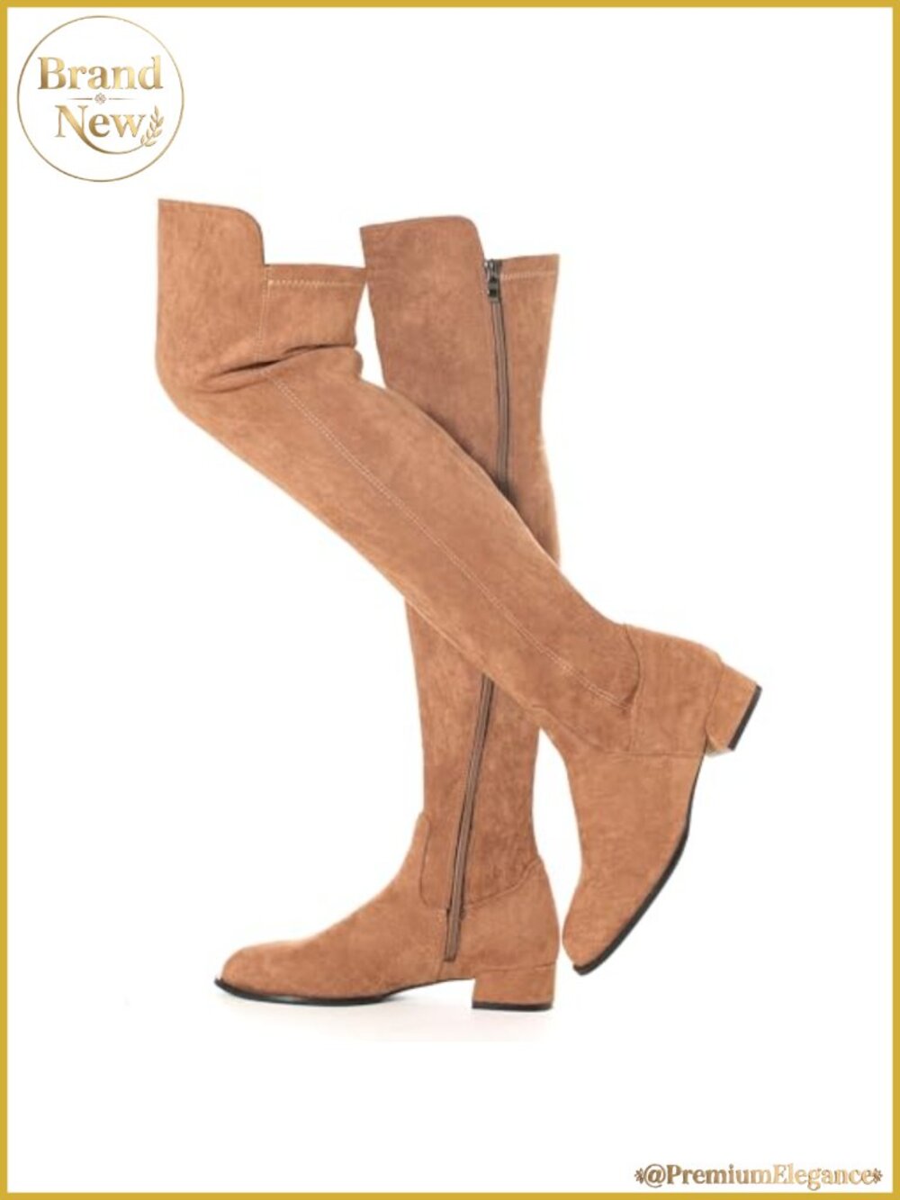 Faux Suede Over the Knee Boots Block Heel Side Zip Comfort Winter